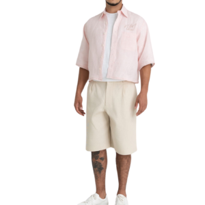 NLM Semi Cropped Short Sleeve Button Up